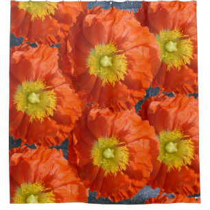 Bright Colourful Orange Tangerine Poppy Flower Shower Curtain
