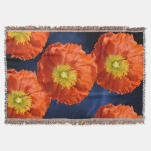 Bright Colourful Orange Tangerine Poppy Flower Throw Blanket