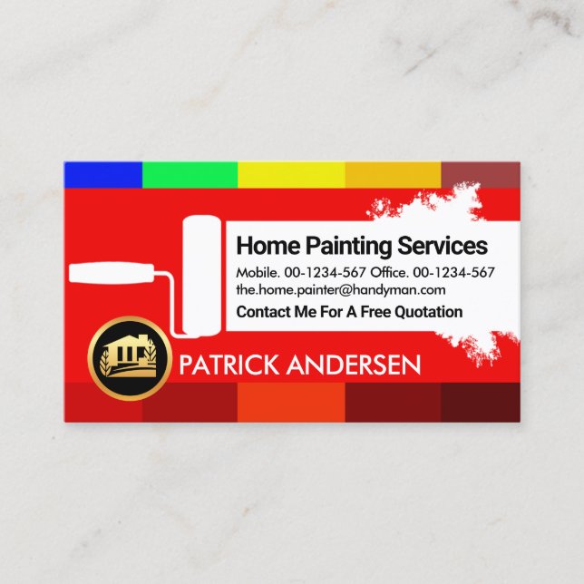 Bright Colourful Paint Colours Painter Business Card (Front)