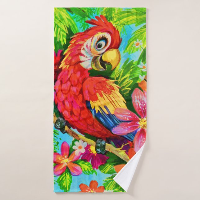 bright colourful parrot bath towel set (Bath Towel)