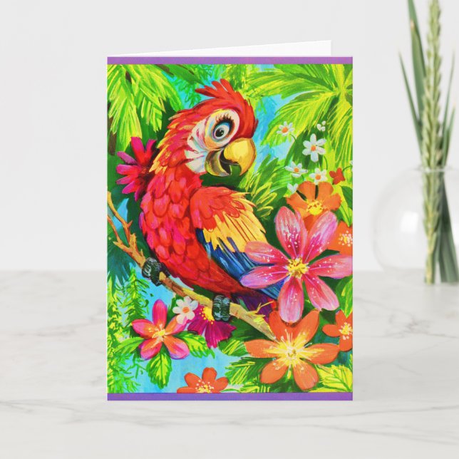 bright colourful parrot card (Front)