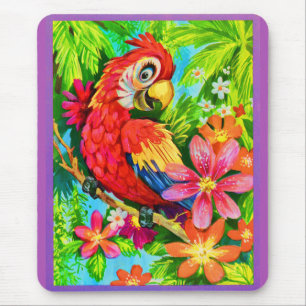 bright colourful parrot mouse mat
