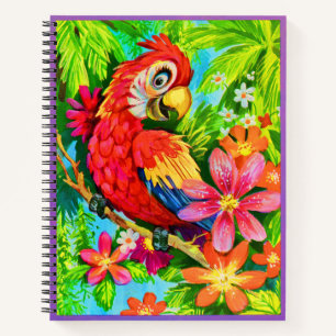 bright colourful parrot notebook