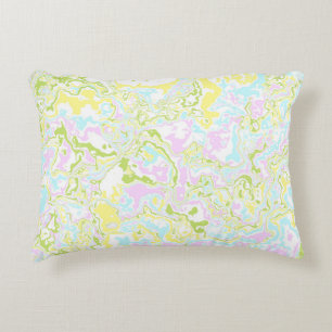Bright Colourful Pastel Trippy Retro Boho Marble Decorative Cushion
