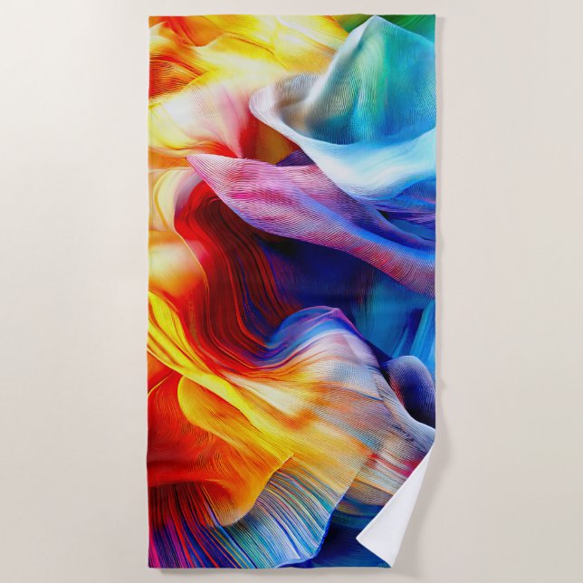 Bright Colourful Pattern Beach Towel (Front)