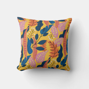 Bright colourful pattern with tropical leaves, be cushion