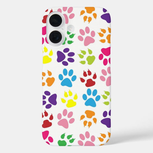 Bright Colourful Paw Prints Pattern Case-Mate iPhone Case (Back)