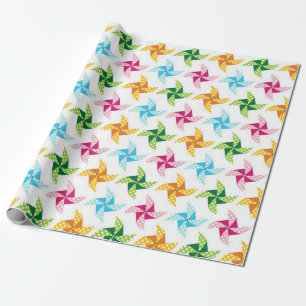 Bright Colourful Pinwheel Pattern Wrapping Paper