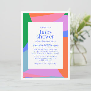 Bright Colourful Playful Abstract Art Baby Shower Invitation