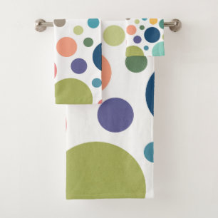 Bright Colourful Polka Dots Bath Towel Set