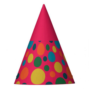 Bright colourful polka dots party hat