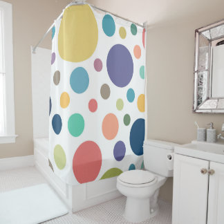 Bright Colourful Polka Dots Shower Curtain