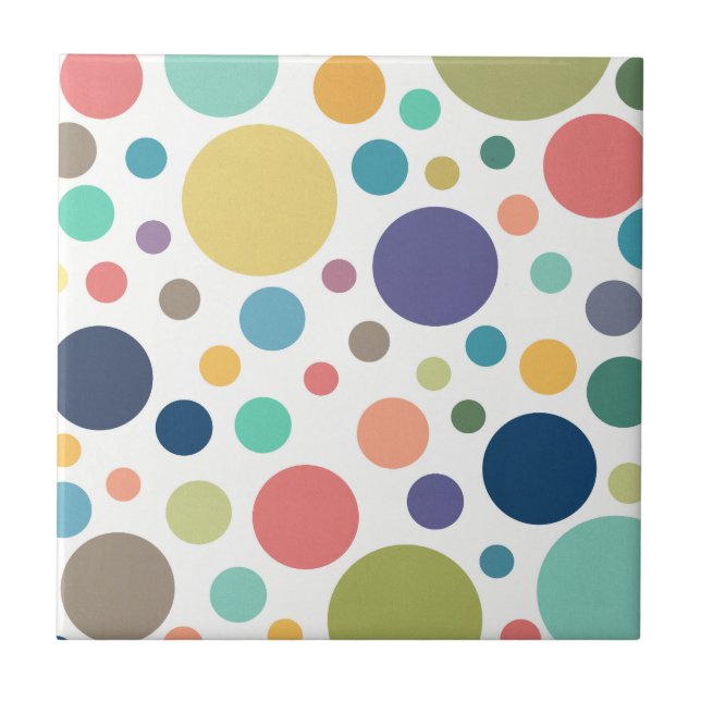 Bright Colourful Polka Dots Tile (Front)