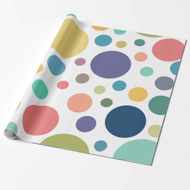 Bright Colourful Polka Dots Wrapping Paper (Unrolled)