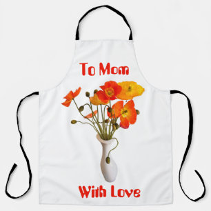 Bright colourful poppy with message apron