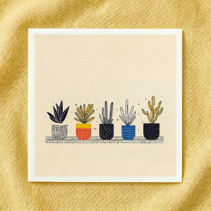 Bright Colourful Potted House Plants wedding Napkin