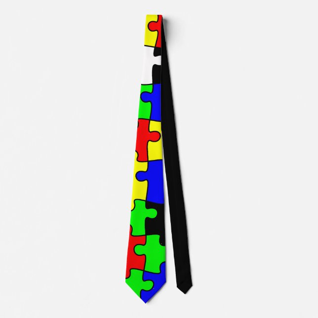 Bright & Colourful Puzzle Pieces Tie (Front)