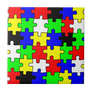 Bright & Colourful Puzzle Pieces Tile