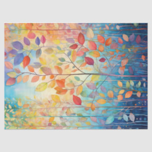 Bright, Colourful Rainbow Autumn Leaves Decoupage Tissue Paper