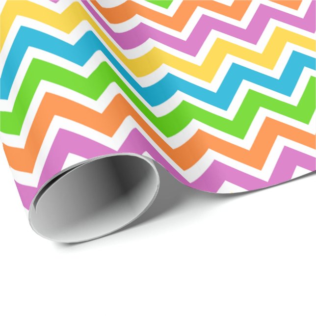 Bright Colourful Rainbow Chevron Pattern Wrapping Paper (Roll Corner)