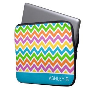 Bright Colourful Rainbow Chevron Personalised Laptop Sleeve