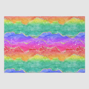 Bright Colourful Rainbow Glitter Gold Agate Tissue Paper