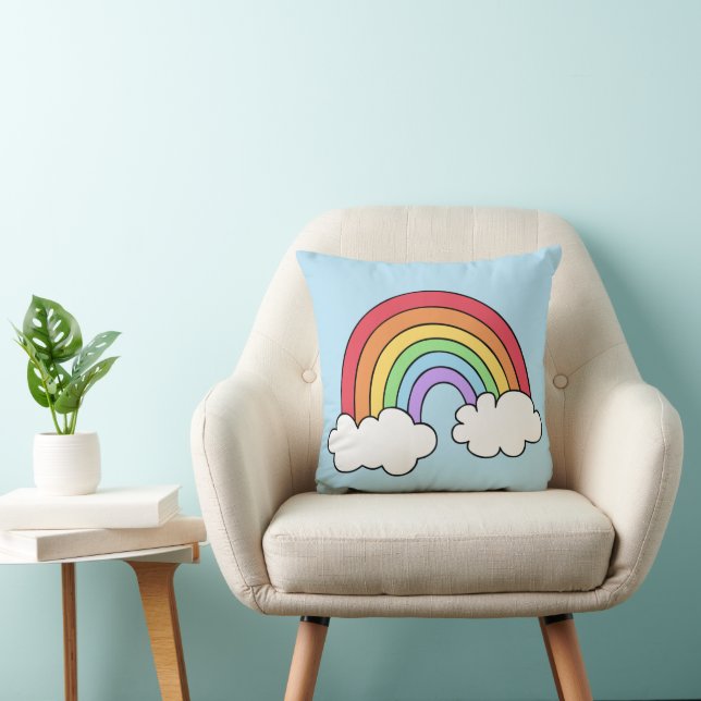 Bright Colourful Rainbow Illustration Cushion (Chair)