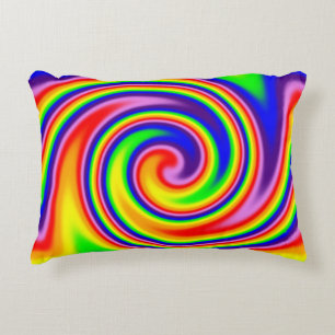 Bright Colourful Rainbow Spiral Swirl Decorative Cushion