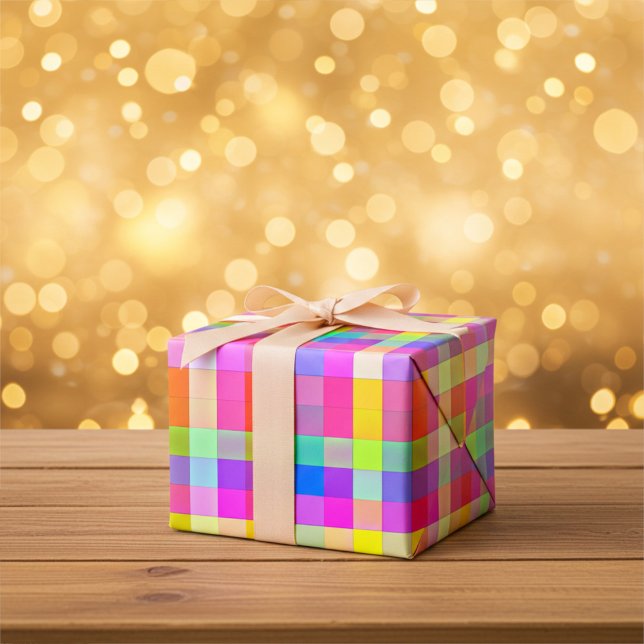 Bright Colourful Rainbow Squares Wrapping Paper (Creator Uploaded)