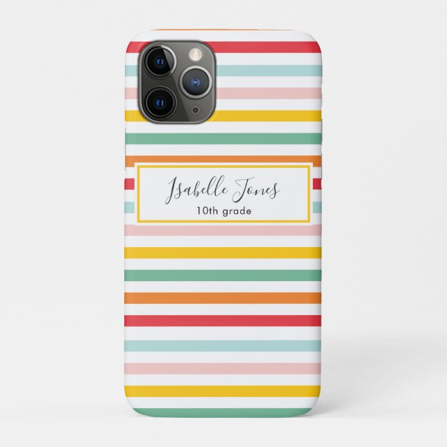 bright colourful rainbow stripe school college Case-Mate iPhone case (Back)