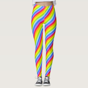 Bright colourful rainbow striped leggings