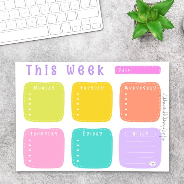 Bright Colourful Rainbow Weekly Planner Notepad (Creator Uploaded)
