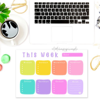 Bright Colourful Rainbow Weekly Planner Notepad