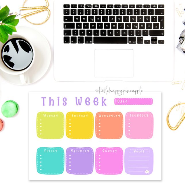 Bright Colourful Rainbow Weekly Planner Notepad (Creator Uploaded)