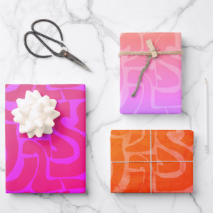 Bright Colourful Retro Abstract Organic Shapes Wrapping Paper Sheet