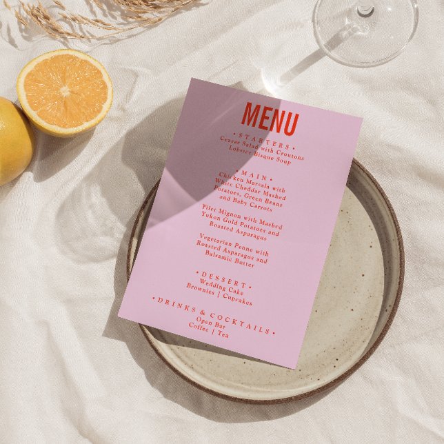Bright Colourful Retro Bold Funky Modern Wedding Menu (Creator Uploaded)