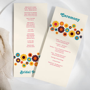 Bright Colourful Retro Daisy Wedding Programme
