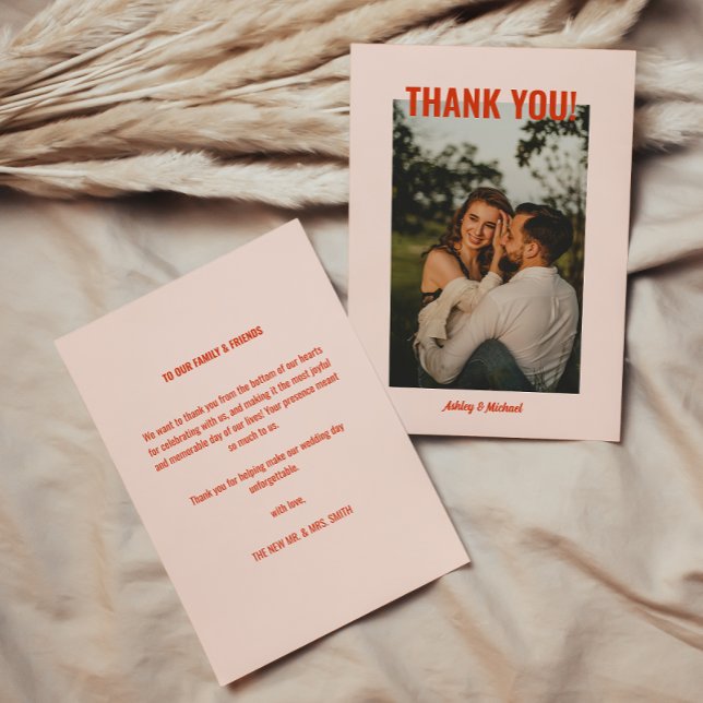 Bright & Colourful Retro Wedding Photo Thank You Card (Creator Uploaded)