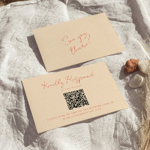 Bright Colourful Retro Whimsical QR Code Wedding RSVP Card