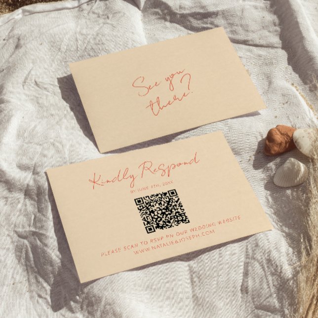 Bright Colourful Retro Whimsical QR Code Wedding RSVP Card (Creator Uploaded)