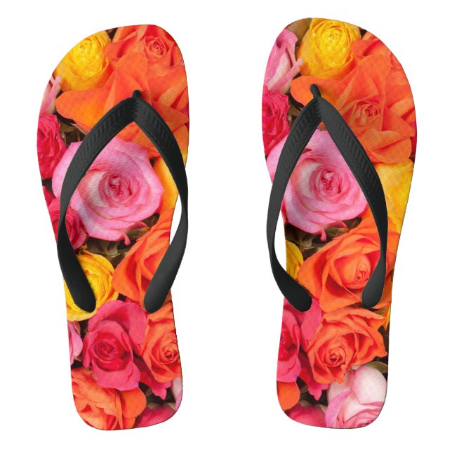 Bright Colourful Roses Pattern Floral Background Flip Flops (Footbed)