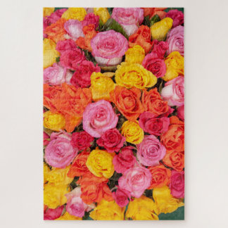 Bright Colourful Roses Pattern Floral Background Jigsaw Puzzle