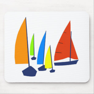 Bright colourful sailboats mouse mat