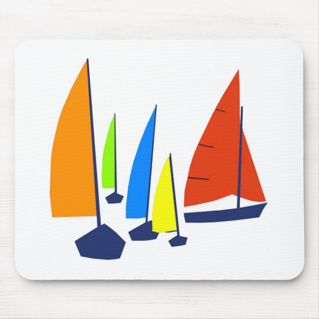 Bright colourful sailboats mouse mat (Front)