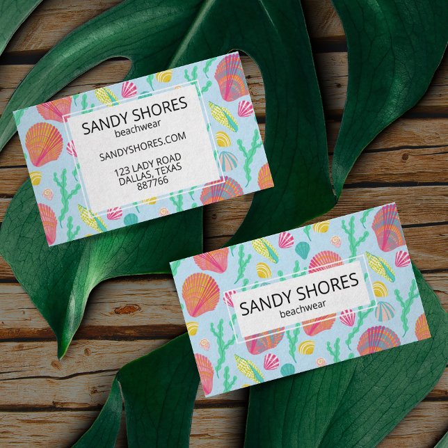 Bright Colourful Seashells and Seaweed Pattern  Business Card (Creator Uploaded)