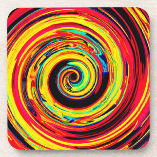 Bright Colourful Spiral Pattern Coaster