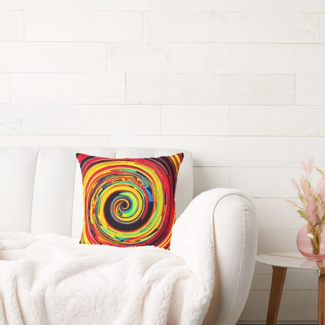 Bright Colourful Spiral Pattern Cushion (Couch)