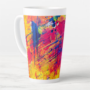 Bright Colourful Splatter Paint Abstract Latte Mug