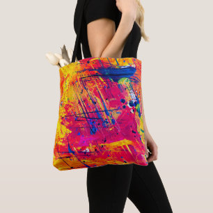 Bright Colourful Splatter Paint Abstract Tote Bag