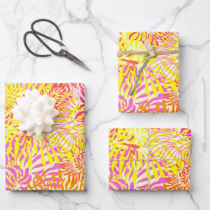 Bright Colourful Spring Flower Print Wrapping Paper Sheet
